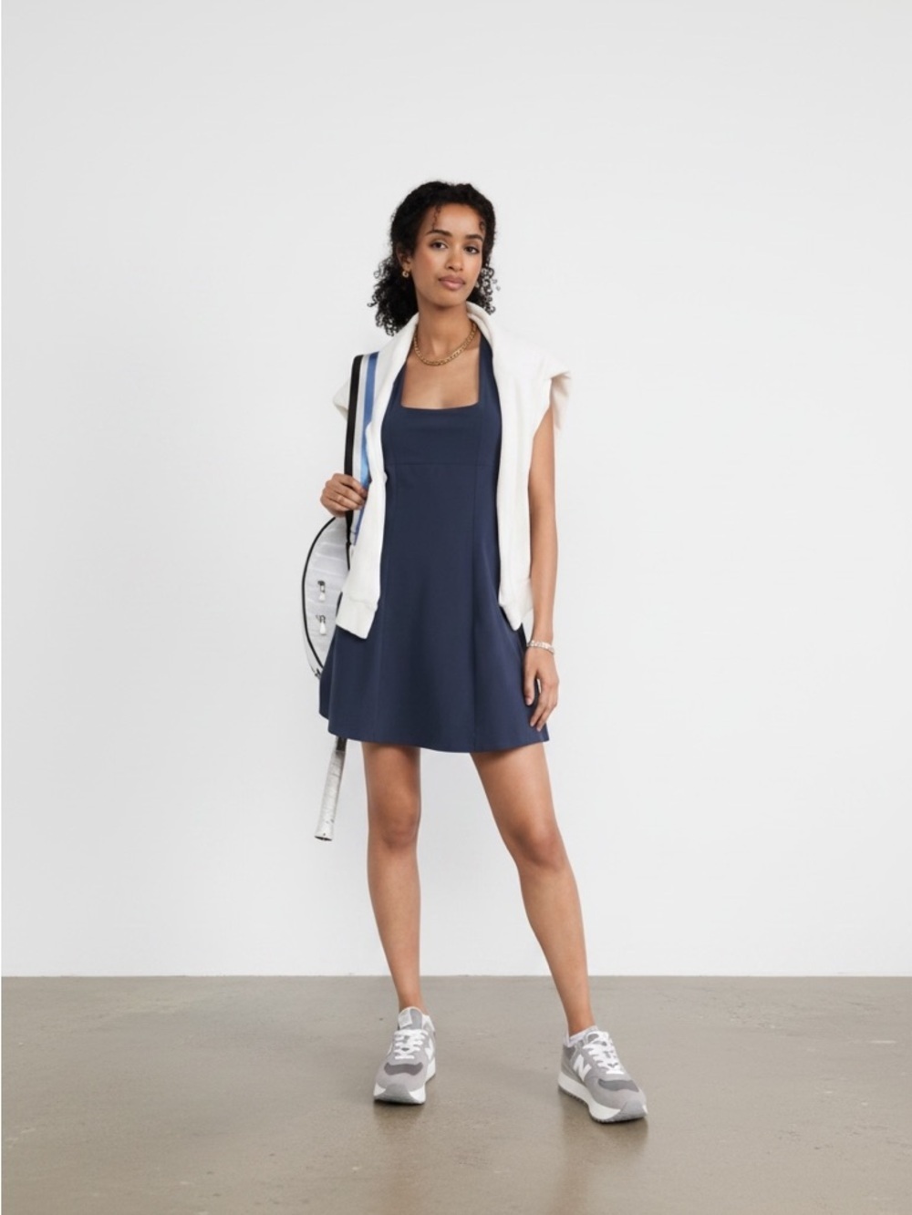 NEW Outdoor Voices Cross Back Exercise Dress in Navy Blue Size XL